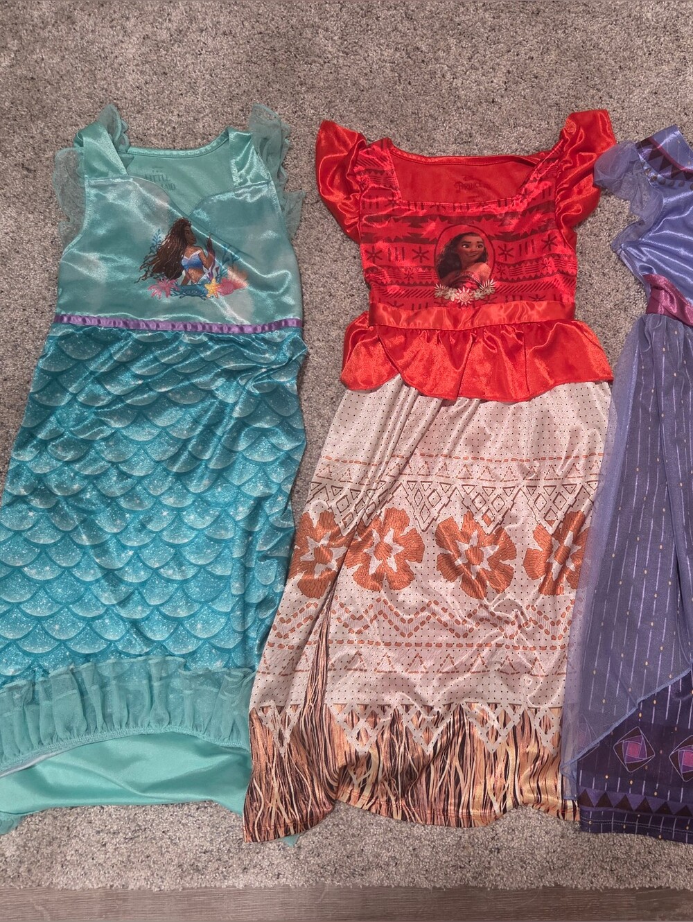 Disney Girls' Little Mermaid, Moana, & Wish Character Dress Bundle Sz 6